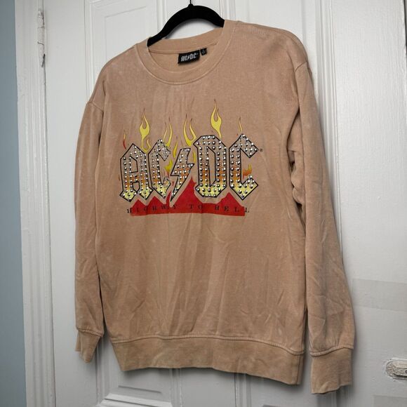 ACDC Sweatshirt Womens Small Long Sleeve Crewneck Rock N Roll 80s NWOT - Picture 1 of 6